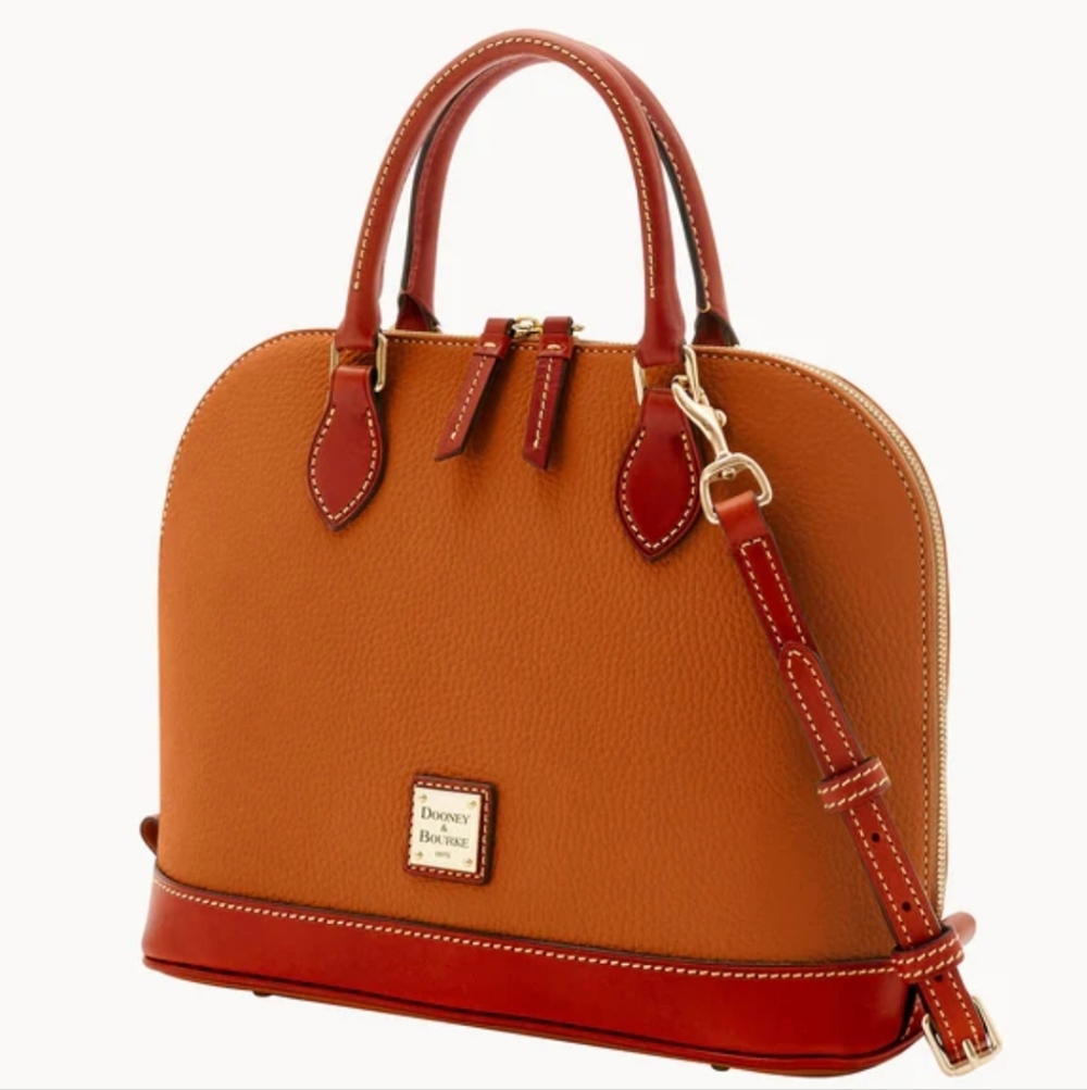 Dooney & Bourke Pebbled Leather Domed Satchel Caramel/Gold-NEW W/TAGS!